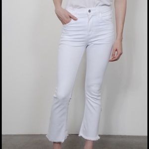Citizens of Humanity Drew Fray high rise crop flare white jeans
